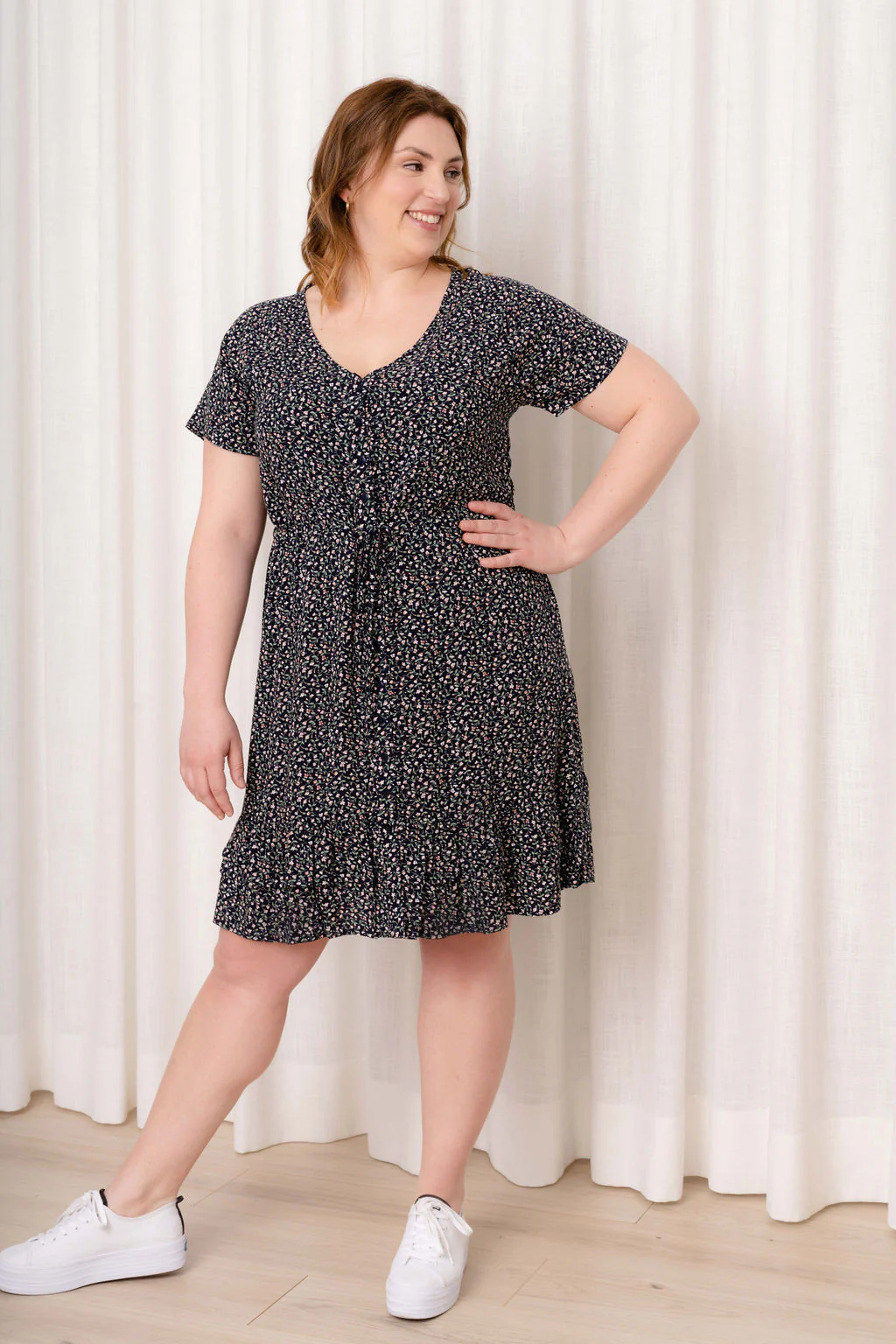 Robe à imprimé floral - marine - Image 4